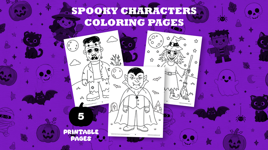 New Halloween Spooky Characters Coloring Pages for Kids