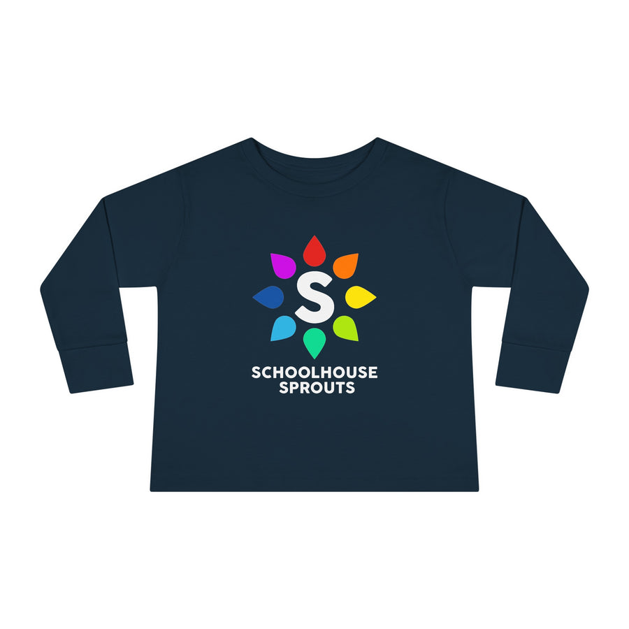 Schoolhouse Sprouts Navy Rainbow Logo Toddler Long Sleeve Tee