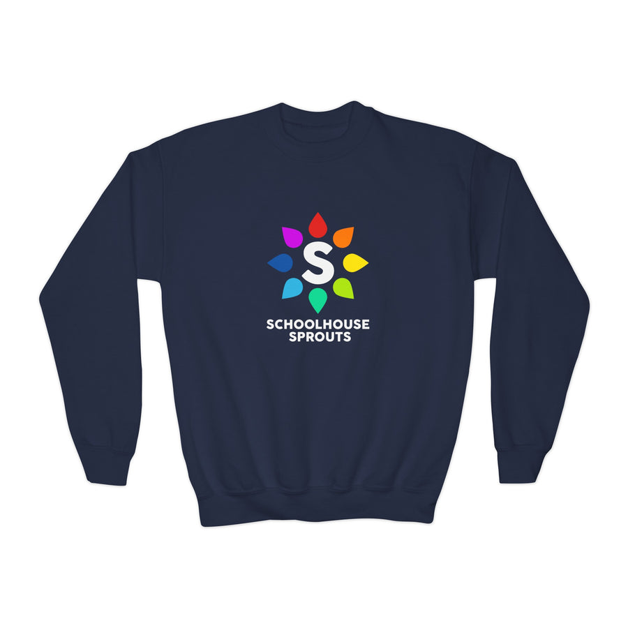 Schoolhouse Sprouts Navy Rainbow Logo Kids Sweatshirt