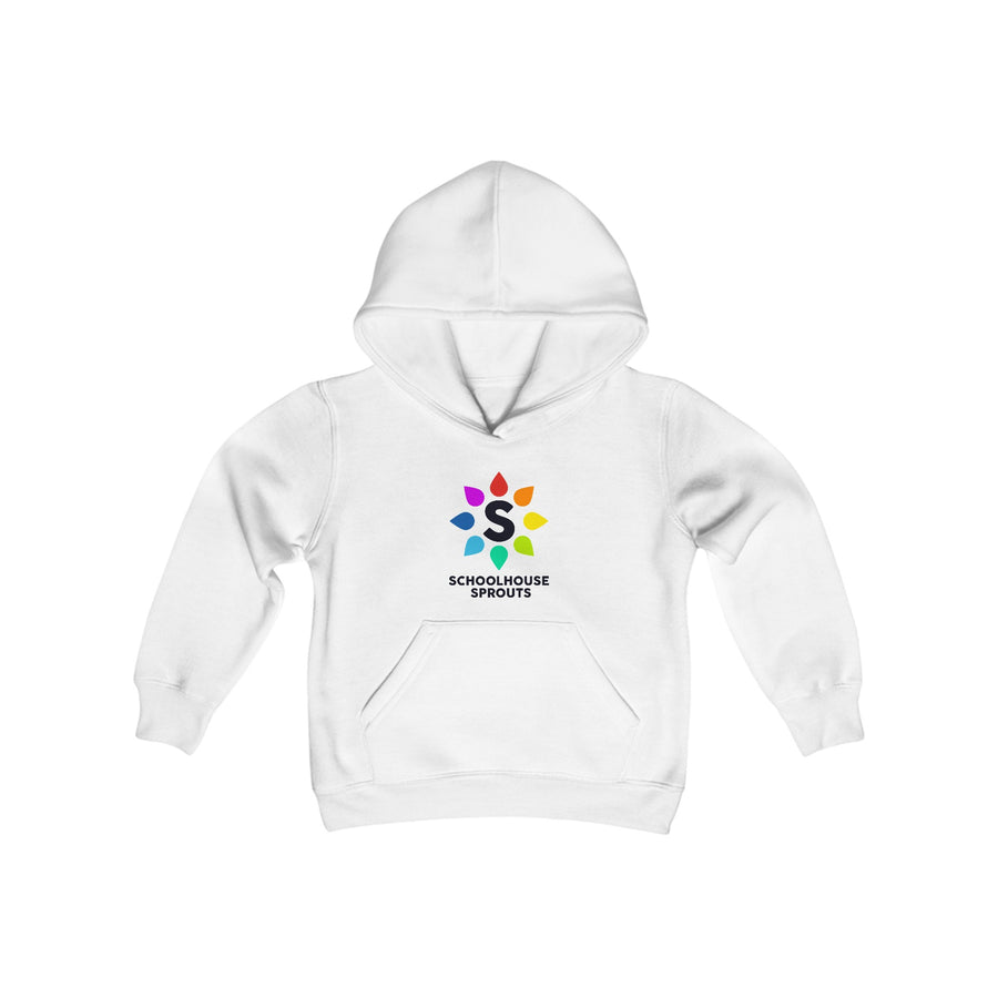 Schoolhouse Sprouts White Rainbow Logo Kids Hooded Sweatshirt
