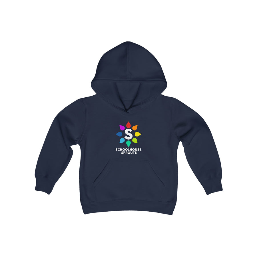 Schoolhouse Sprouts Navy Rainbow Logo Kids Hooded Sweatshirt