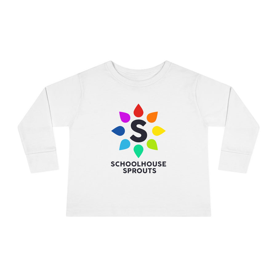 Schoolhouse Sprouts White Rainbow Logo Toddler Long Sleeve Tee