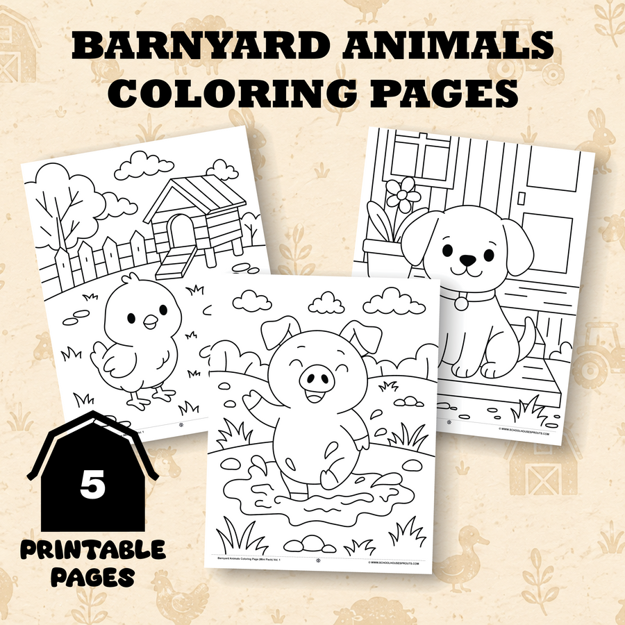Barnyard Animal Coloring Pages Mini Pack (5 Printable Pages)