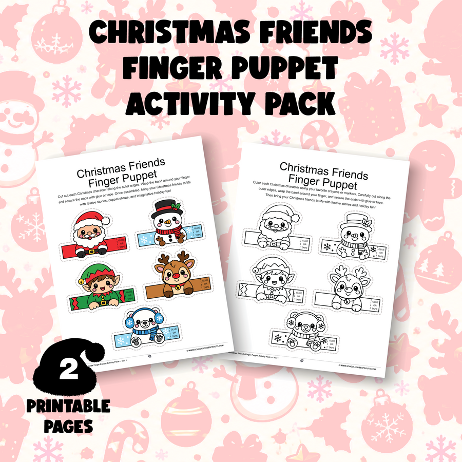 Christmas Friends Finger Puppet Activity Pack — Vol. 1