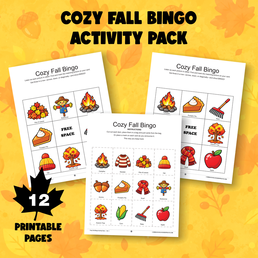 Cozy Fall Bingo Activity Pack — Vol. 1