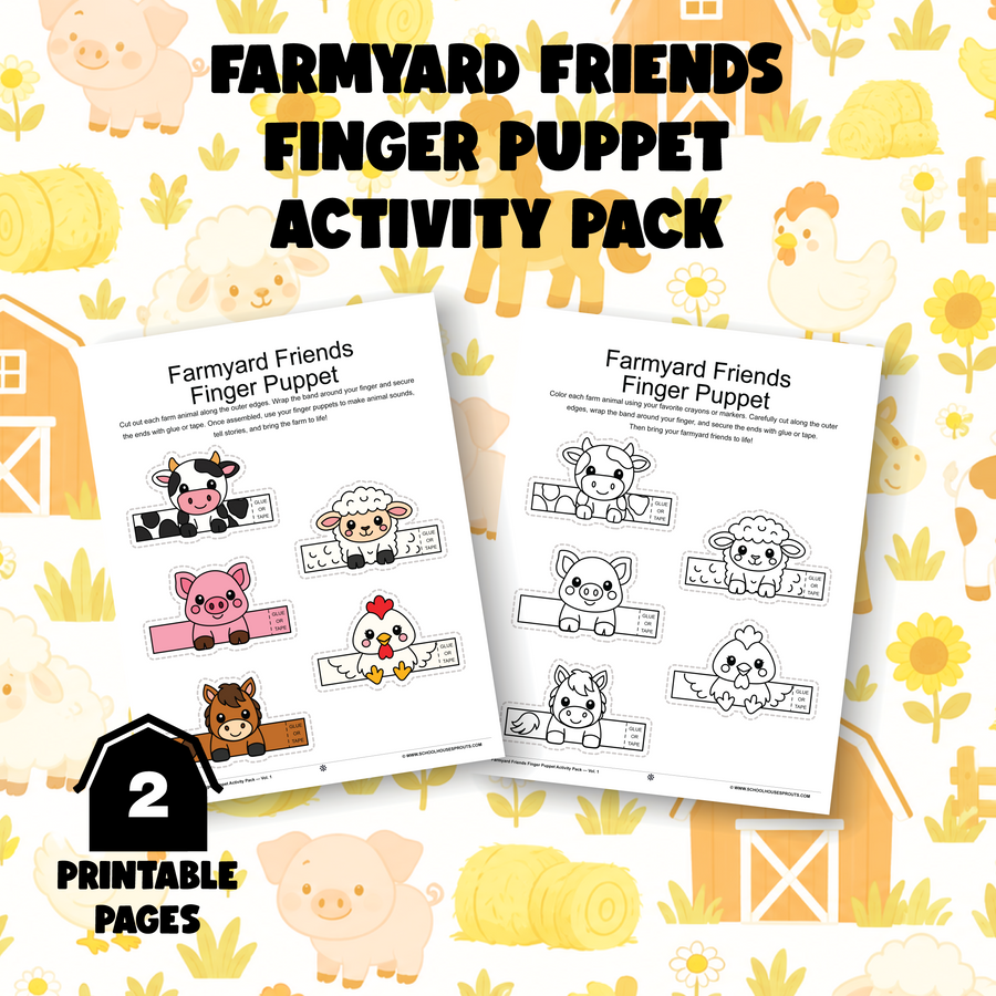 Farmyard Friends Finger Puppet Activity Pack — Vol. 1