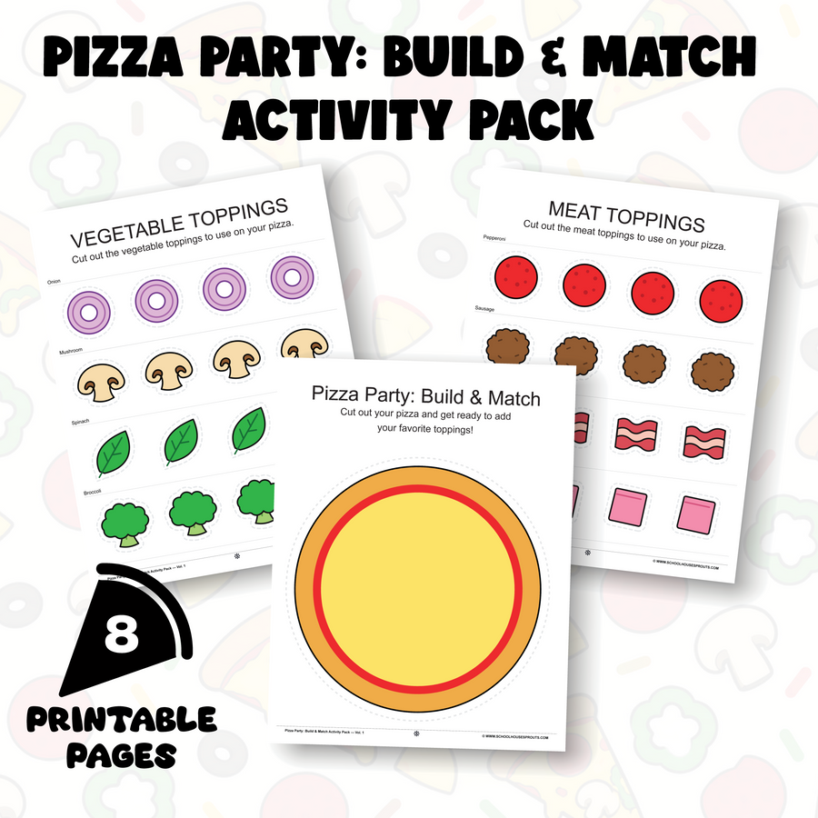 Pizza Party: Build & Match Activity Pack — Vol. 1